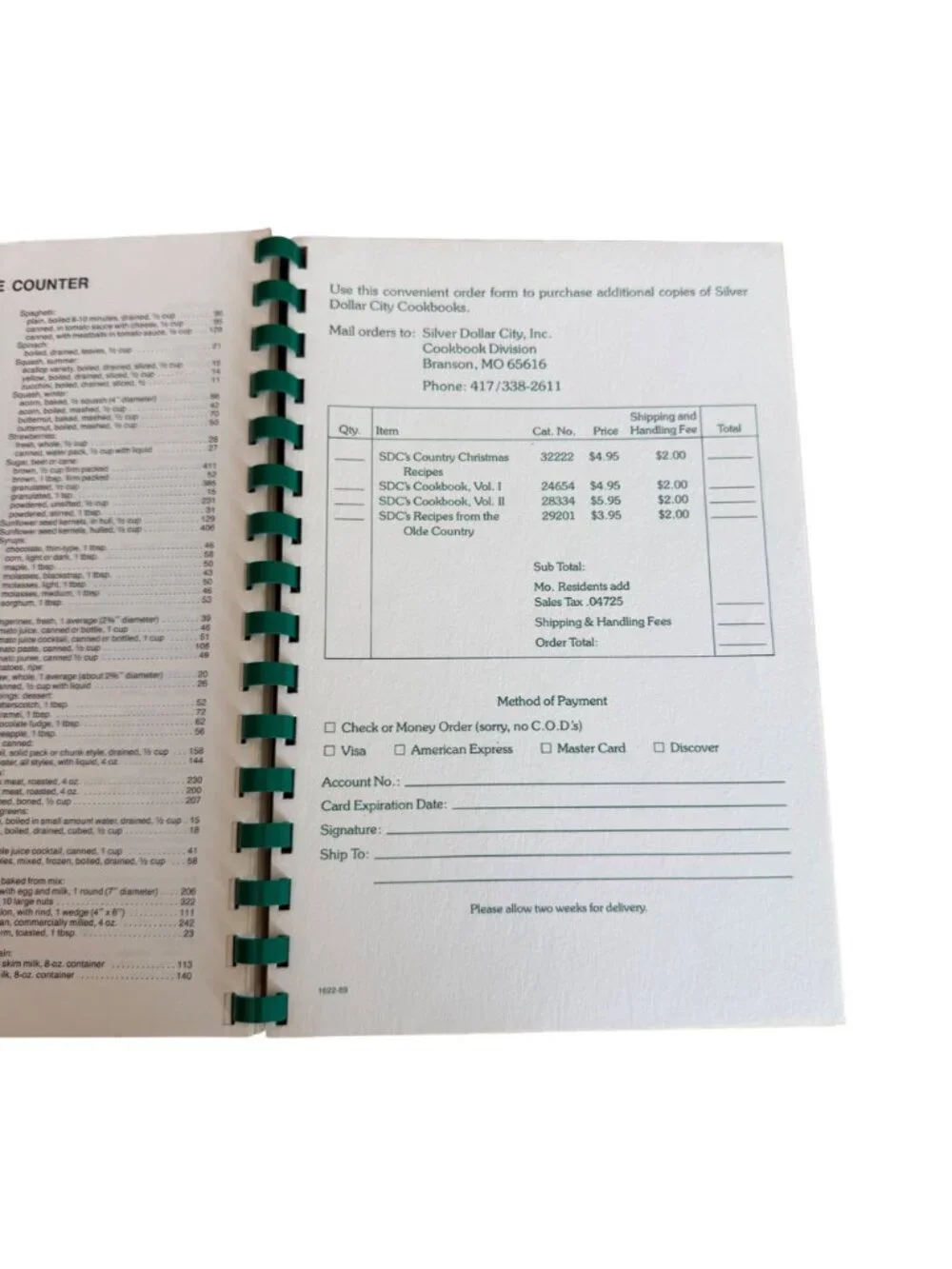 Silver Dollar Citys Country Christmas Recipes Cookbook 1989 Branson Missouri